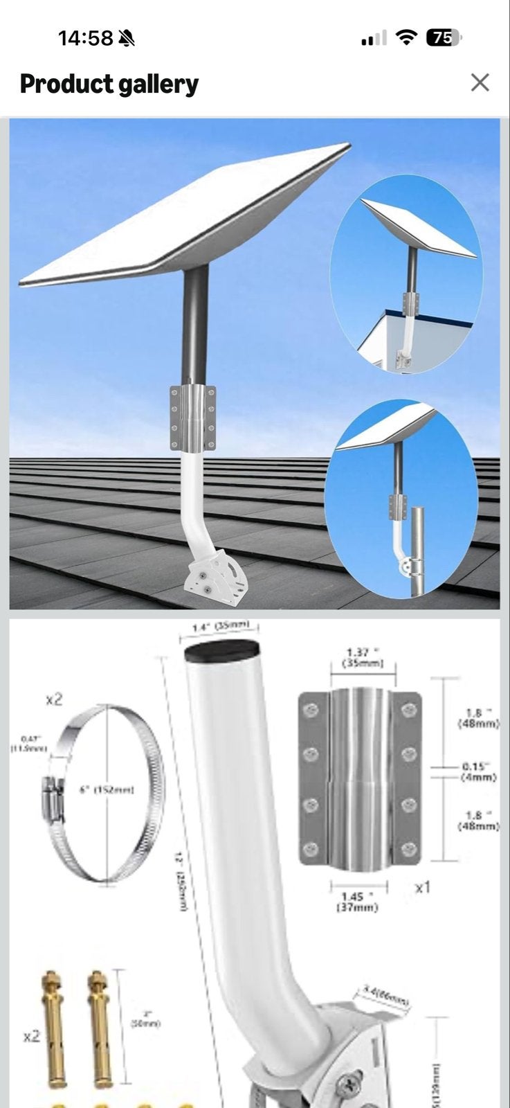 Starlink Antenne Beugel Gen 2 - Dakmontage Kit, Ophalen of Verzenden, Nieuw, (Schotel)antenne-accessoires, Overige merken