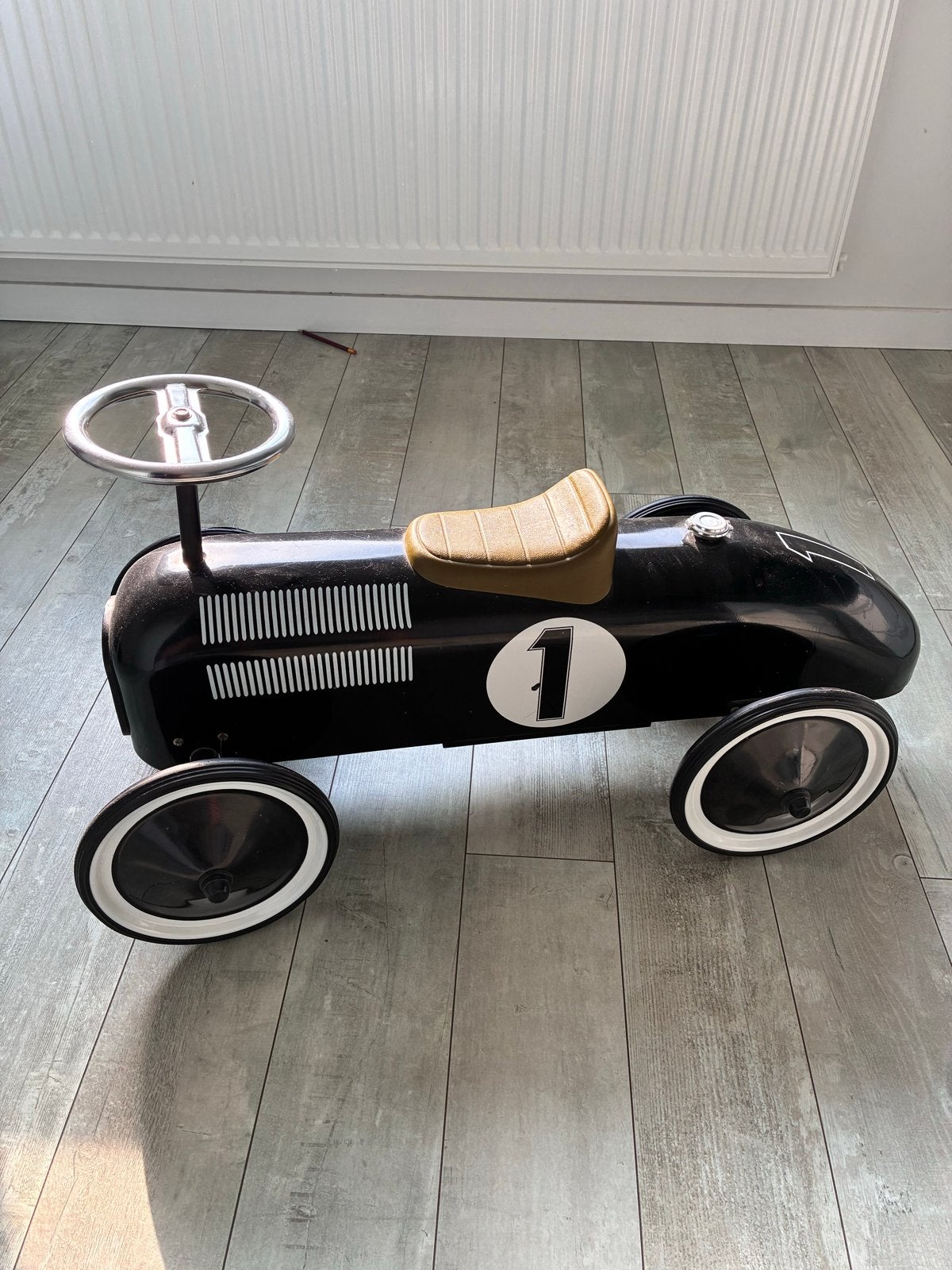 Goki Loopauto Raceauto Zwart met Nummer 1, Ophalen, Zo goed als nieuw