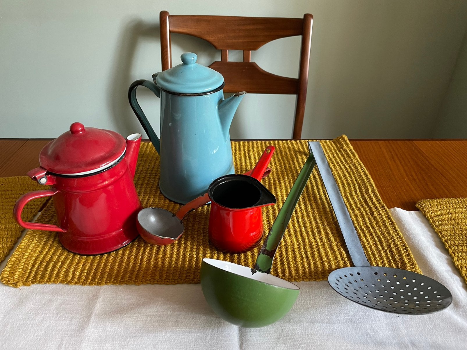 Emaille vintage retro lepels en kannen, Antiek en Kunst, Ophalen of Verzenden