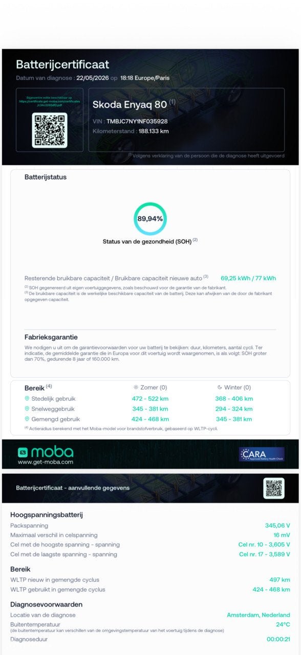 Skoda Enyaq iV 80 |SOH 90%|Stuurverwarming|ACC |trekhaak, Auto's, Skoda, Achterwielaandrijving, Gebruikt, Zwart, Leder en Stof