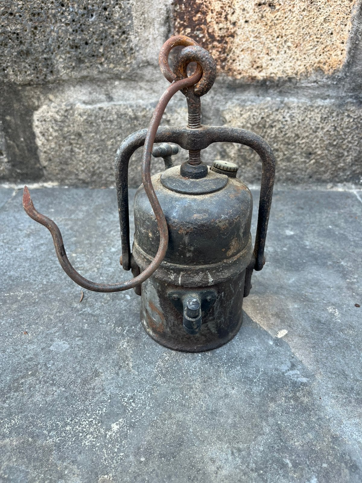 Antieke carbidlamp (mijnbouwlamp), Ophalen of Verzenden