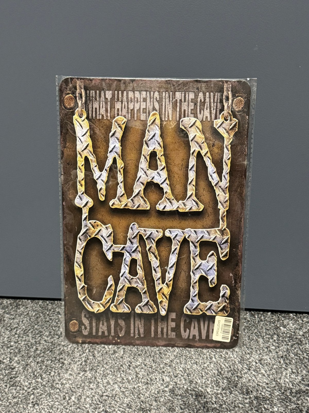 Metalen Man Cave bord in folie, Metaal, Industrieel, Meerkleurig, Nieuw