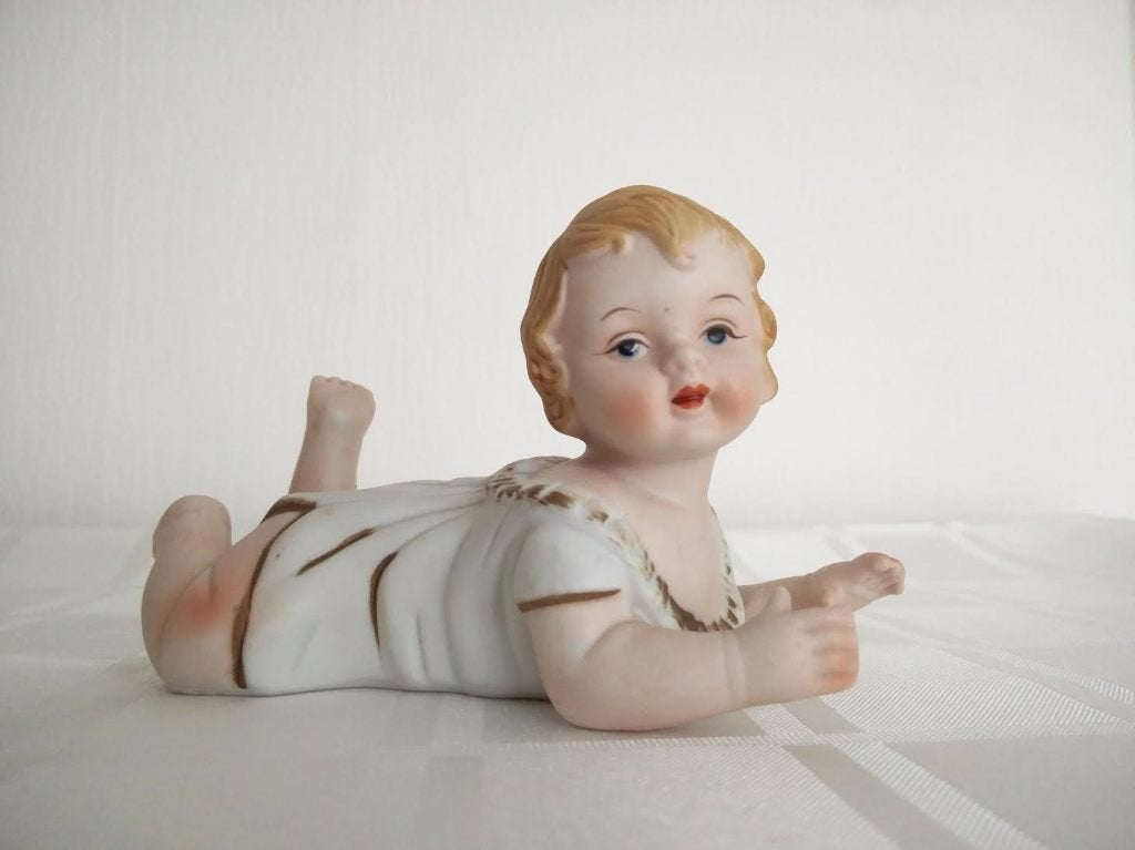 Vintage bisque porseleinen piano baby (15,5 cm), Antiek en Kunst, Ophalen of Verzenden