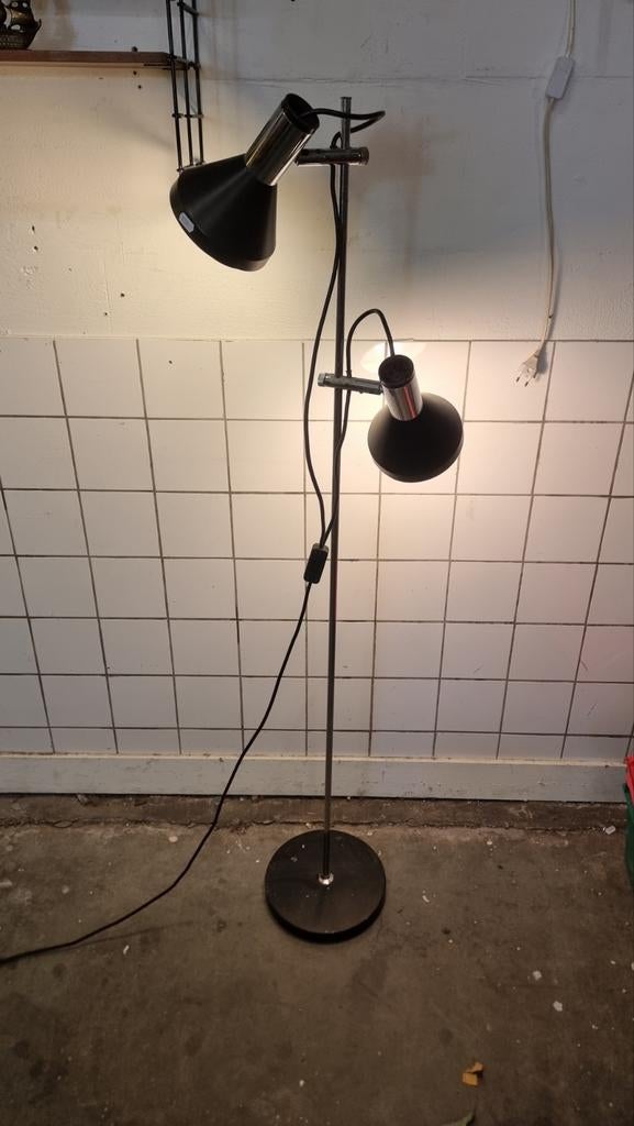 Vintage vloerlamp met twee kappen, Gebruikt, ,, Ophalen of Verzenden, ,