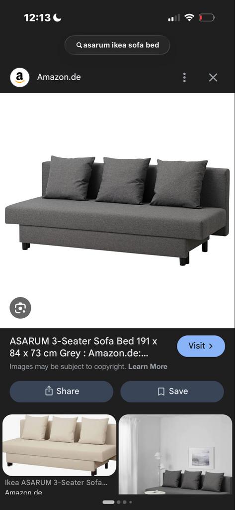 IKEA ASARUM 3-zits slaapbank - Grijs GRATIS OPHALEN VANDAAG, Huis en Inrichting, Slaapkamer | Slaapbanken, Ophalen, Gebruikt, Tweepersoons