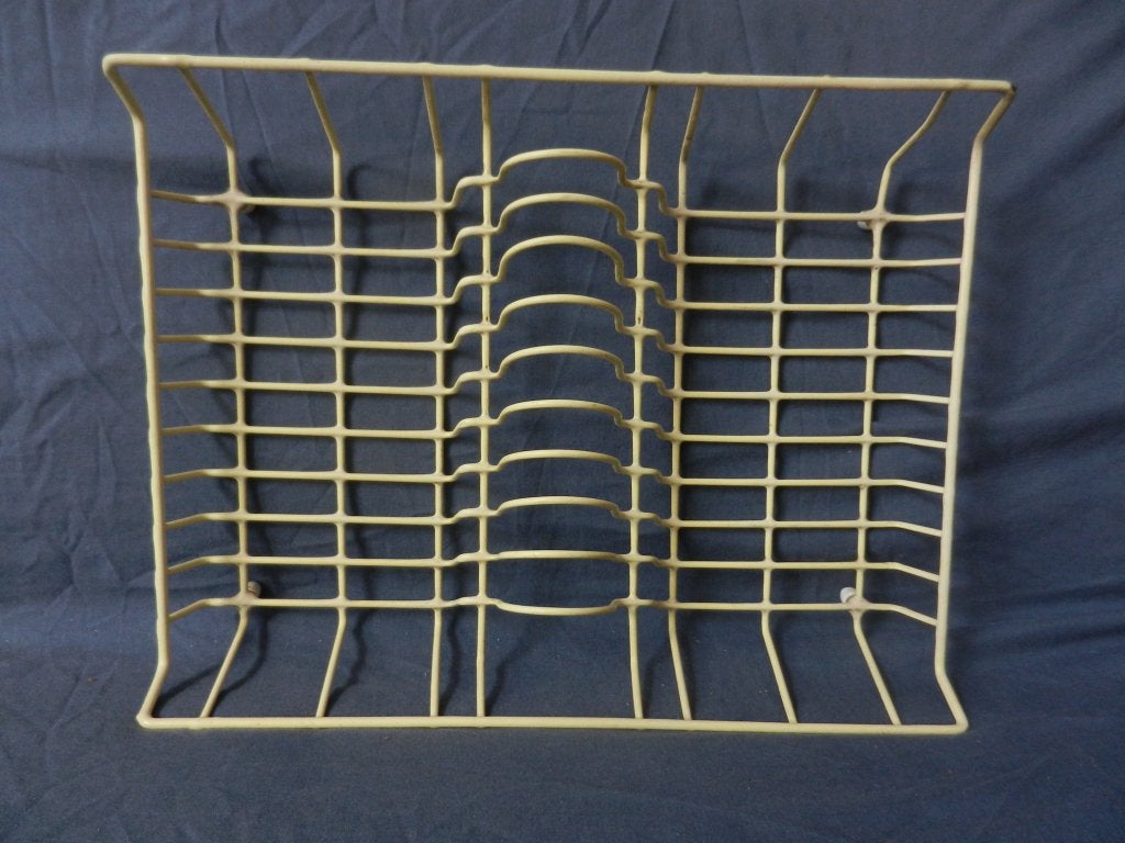 Geel plastic staaldraad afwasrek / druiprek Tomado b 41,3 cm, Antiek en Kunst, Kunst | Designobjecten, Ophalen of Verzenden