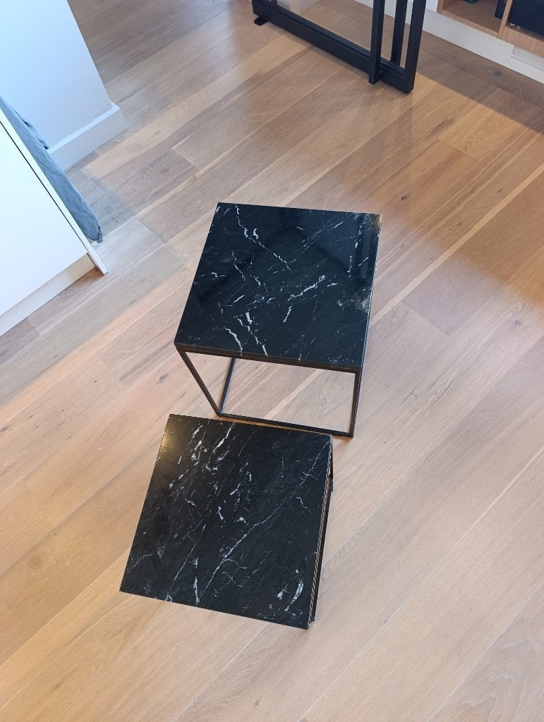 Marmeren bijzettafels, Ophalen, Minder dan 45 cm, Minder dan 55 cm, Vierkant