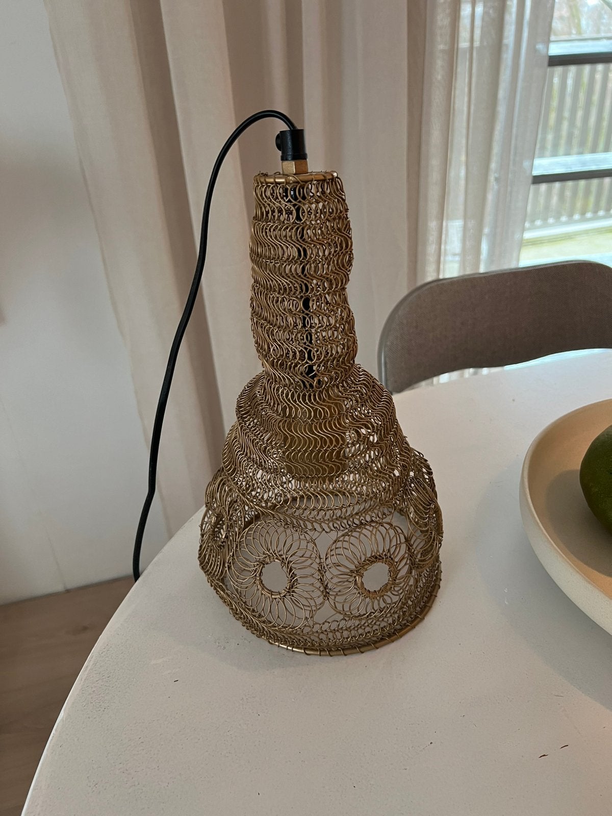 Goudkleurige draadlamp / gaaslamp, Ophalen of Verzenden, Nieuw, Metaal, E27 (groot)