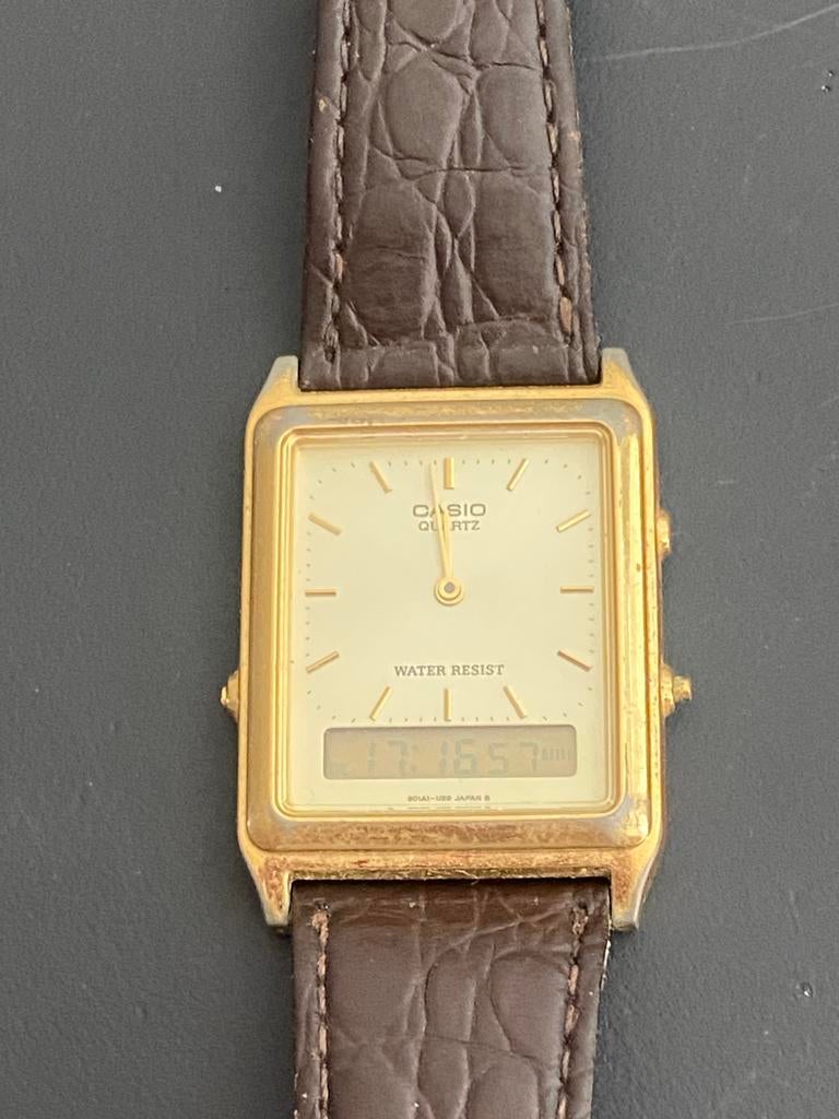 Vintage Casio AQ-225 Horloge uit de Jaren '80 - Analoog/Digi, Polshorloge, Ophalen of Verzenden, Overige materialen, Casio