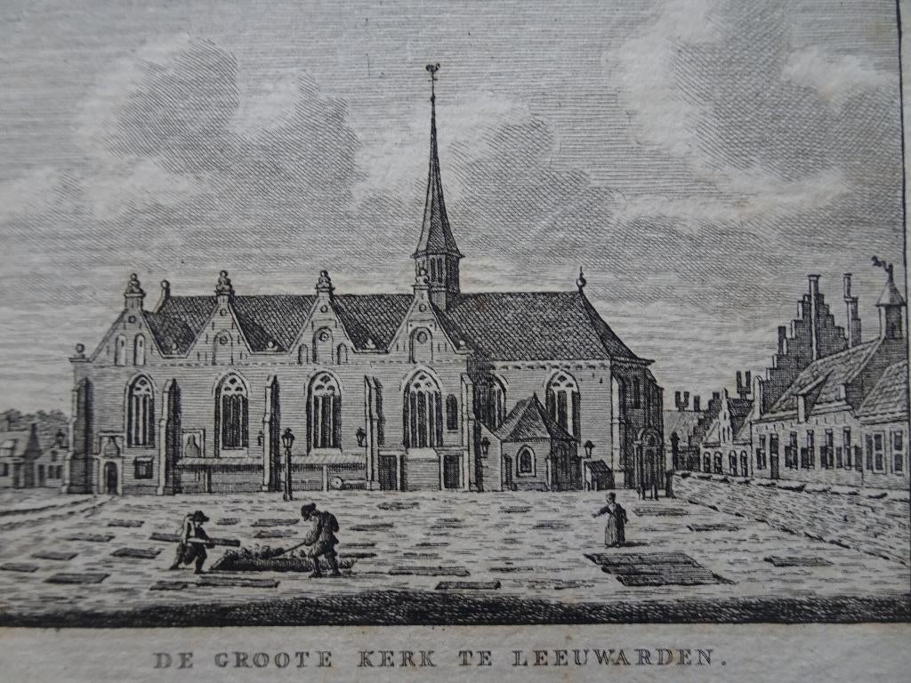 Gravure De grote kerk te Leeuwarden, KF Bendorp 1793, Verzenden