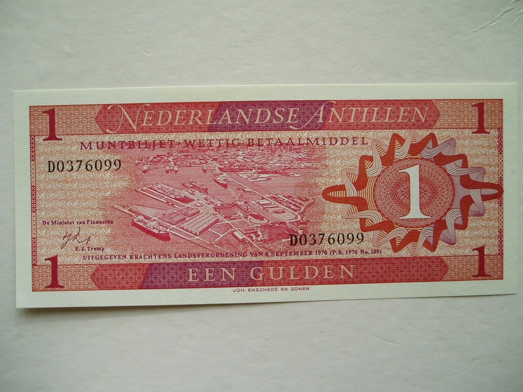 570. Nederlands Antillen, 1 gulden 1970 UNC Willemstad., Verzenden, Noord-Amerika, Los biljet