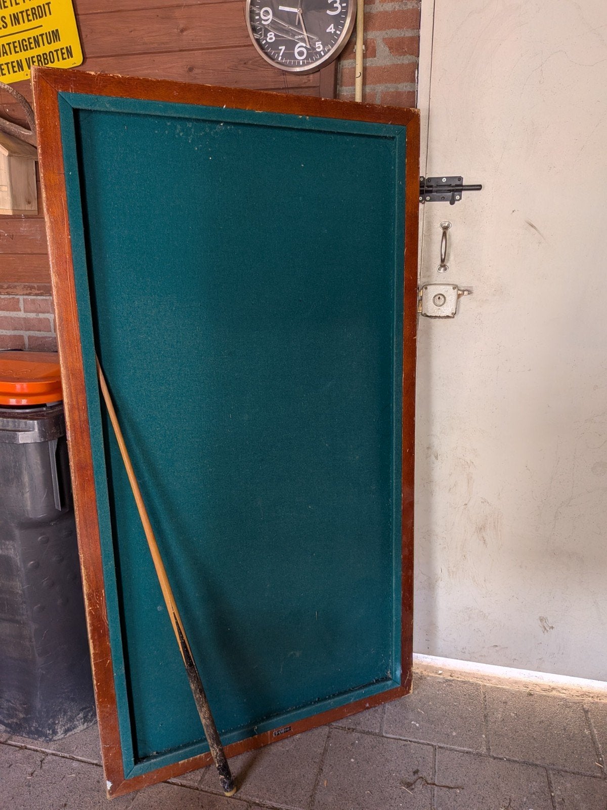 Vintage biljarttafelblad met keu, Ophalen, Gebruikt, Biljarttafel