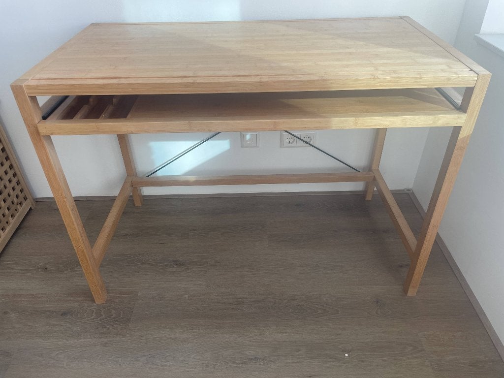 Relaxdays wooden desk with keyboard tray 55.5x76.5x106, Ophalen, Gebruikt