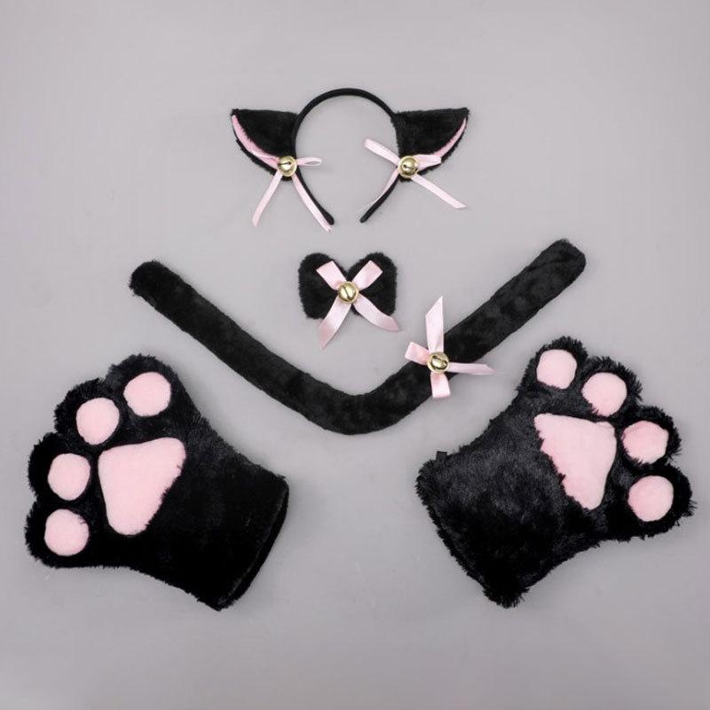Zwarte Katten Oren Staart En Handschoenen Fursuit Kat Staart, Verzenden, Nieuw