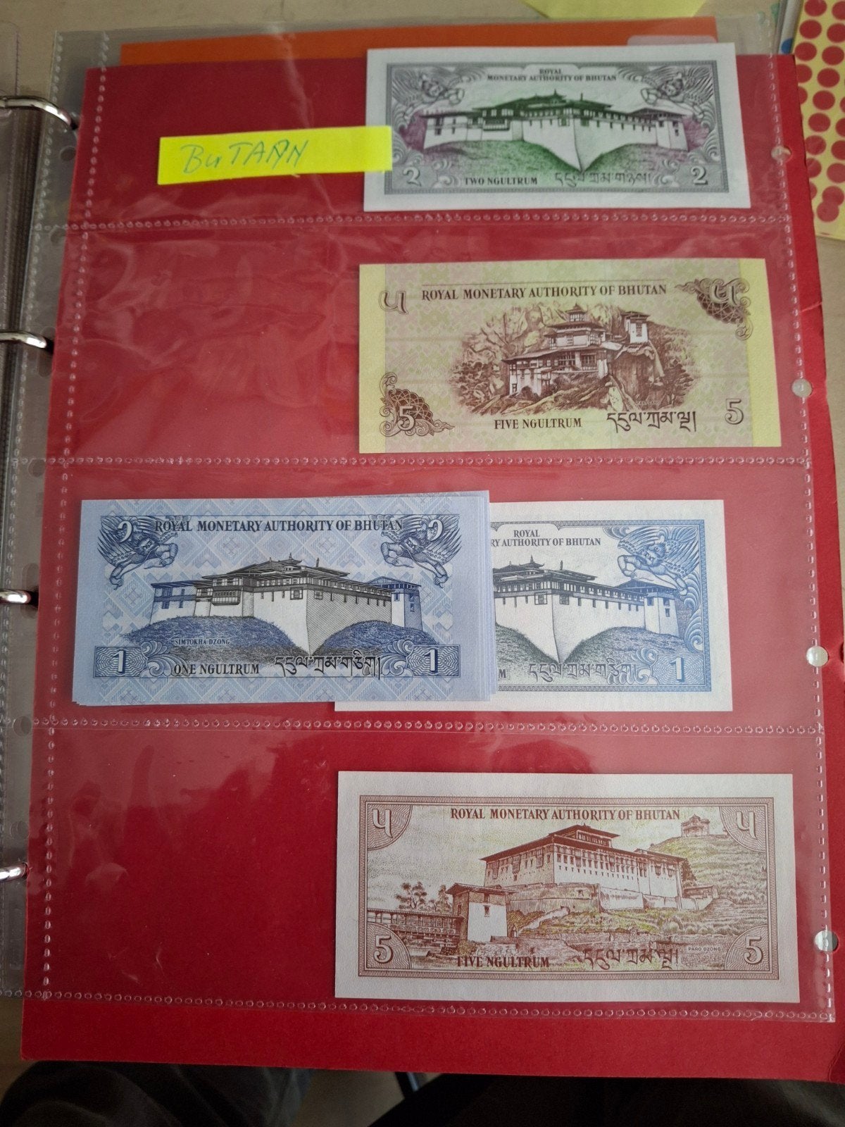 5 biljetten uit Bhutan - Ngultrum collectie, Ophalen of Verzenden, Zuid-Azië, Setje