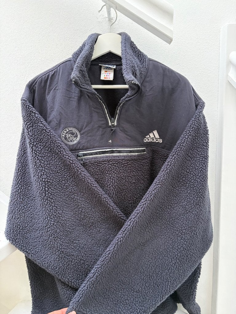 Blauwe Ajax Adidas fleece jas/trui, Maat XL, Verzenden, Zo goed als nieuw, Trainingspak