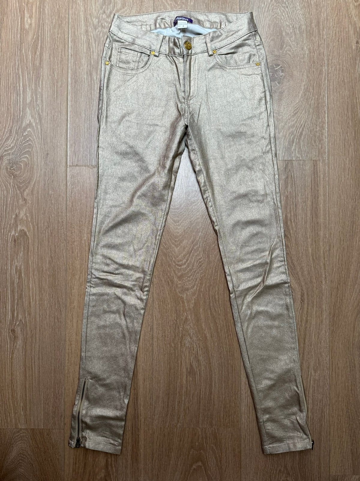 Mangue dames broek goud maat S, Ophalen of Verzenden, Zo goed als nieuw, Maat 36 (S), Lang