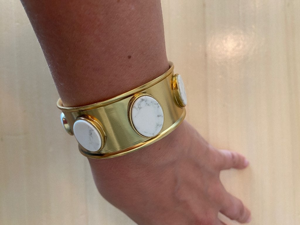 Kate Spate New York armring met marmer ovaaltjes, Ophalen of Verzenden, Nieuw, Goud, Overige materialen