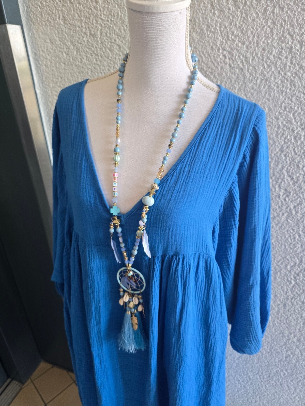 NIEUW Mousseline Zomerjurk - Blauw, Kleding | Dames, Jurken, Blauw, Maat 46/48 (XL) of groter, Nieuw, Ophalen of Verzenden