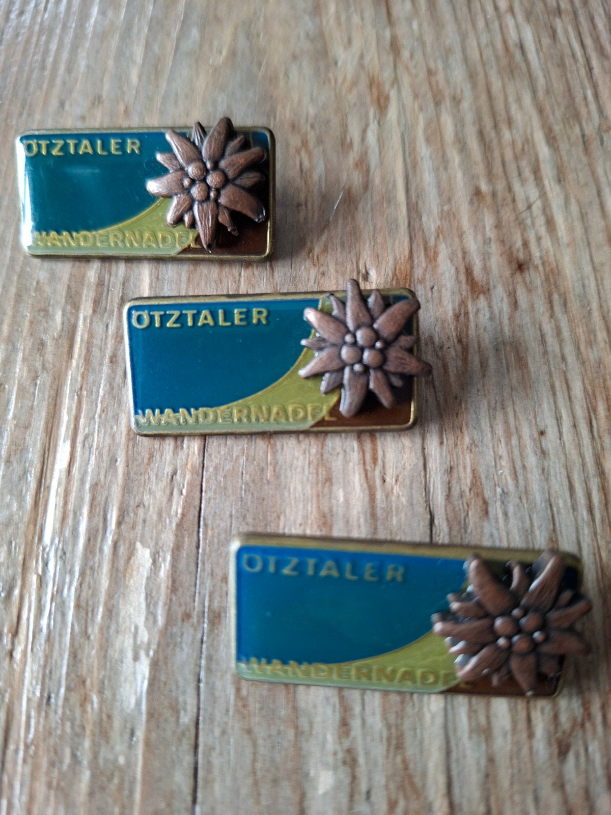 3x Vintage Ötztaler Wanderadel Speldjes Edelweiss, Verzamelen, Ophalen of Verzenden, Gebruikt, Stad of Land, Speldje of Pin