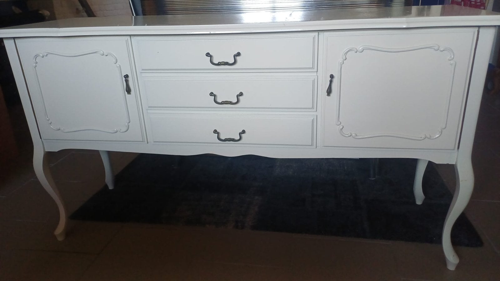 Elegant wit dressoir met 3 laden en 2 deuren Queen Ann, Ophalen of Verzenden