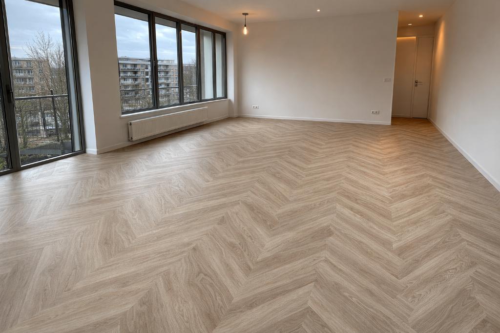 Visgraat vinyl vloer | Gratis leggen Rotterdam!!, Ophalen, 75 m² of meer, Beige, Nieuw