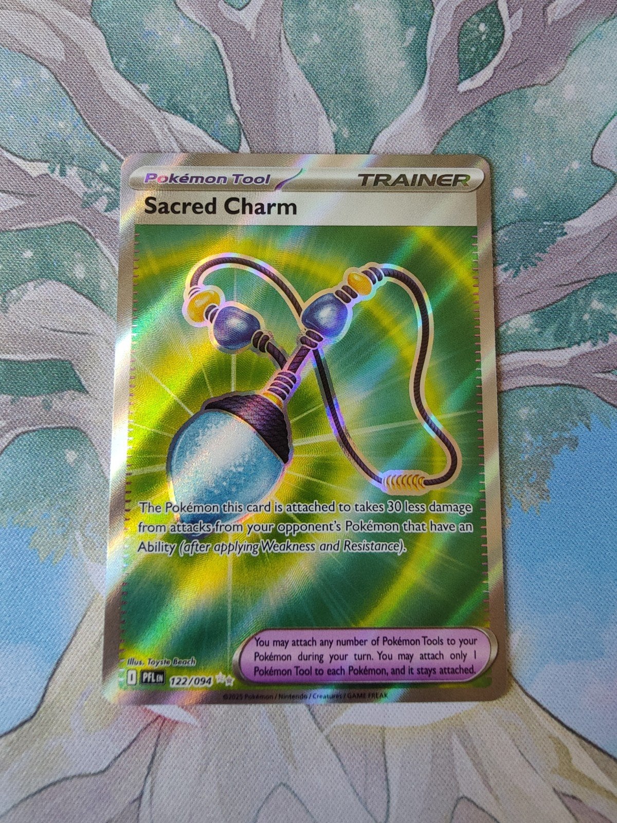 Pokemon phantasmal flames sacred charm trainer 122/094, Ophalen of Verzenden, Nieuw, Losse kaart, Foil