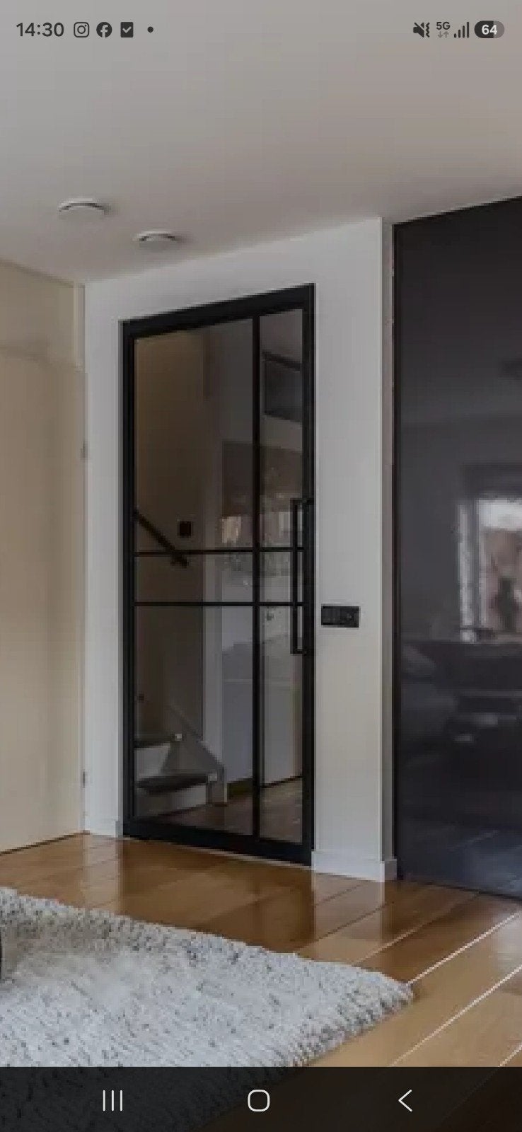 Stalen zwarte binnendeur met glas, Doe-het-zelf en Verbouw, Ophalen, 215 cm of meer, Binnendeur, Zo goed als nieuw