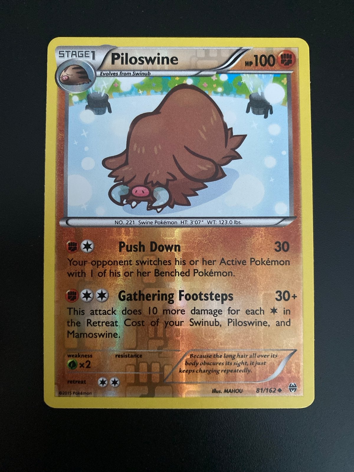 Piloswine 81/162 Rev. Holo XY BreakThrough (2015), Ophalen of Verzenden, Zo goed als nieuw, Losse kaart, Foil