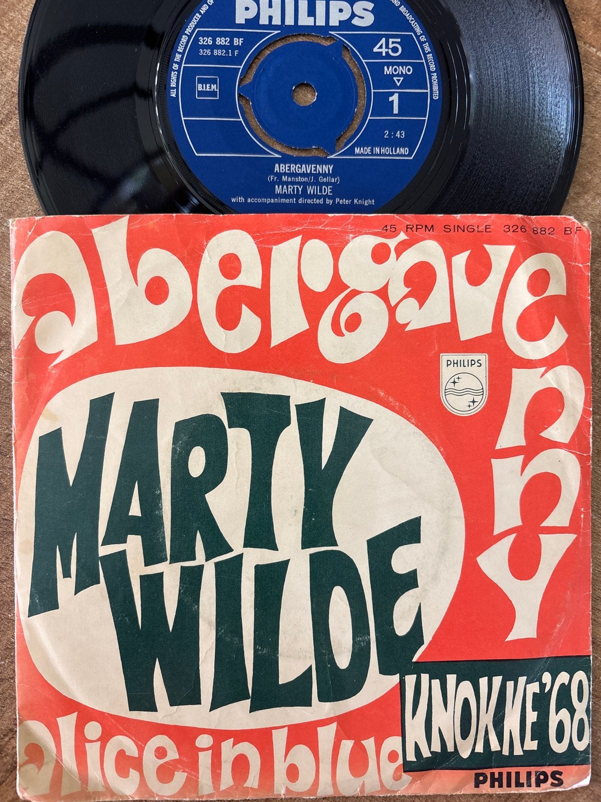Marty Wilde - Abergavenny / Alice in Blue (Single), Gebruikt, Originele persing, 7 inch, Single