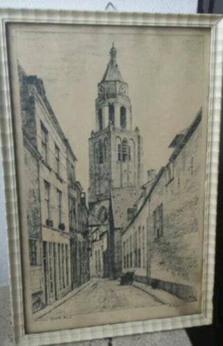 Potloodtekening h.estgerbuh (1879-1959) arnhem grote kerk, Ophalen