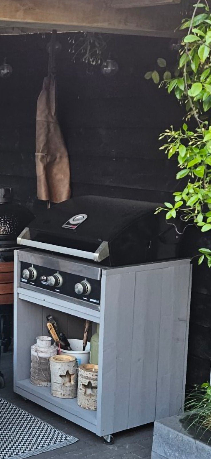 Inbouw gasbarbecue + verrijdbaar kastje, Ophalen, Gebruikt, Grandhall