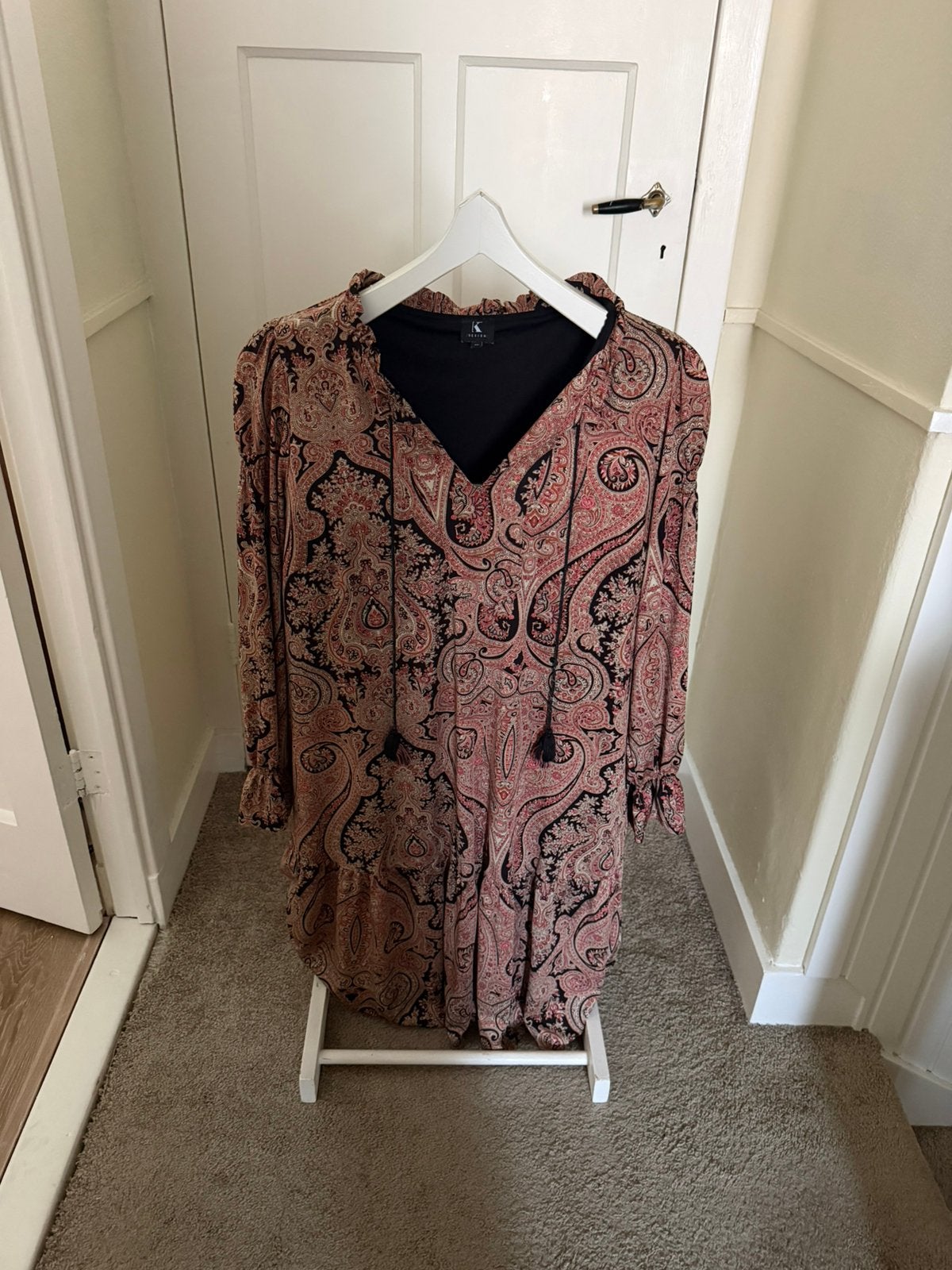 K design jurk maat xl travelstof, Kleding | Dames, Ophalen of Verzenden, Zo goed als nieuw, Maat 46/48 (XL) of groter, Onder de knie
