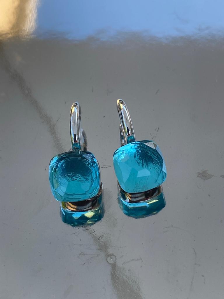 Turkoois oorbellen in Pomellato stijl - Zomerse look, Hangers, Nieuw, Met edelsteen, Zilver