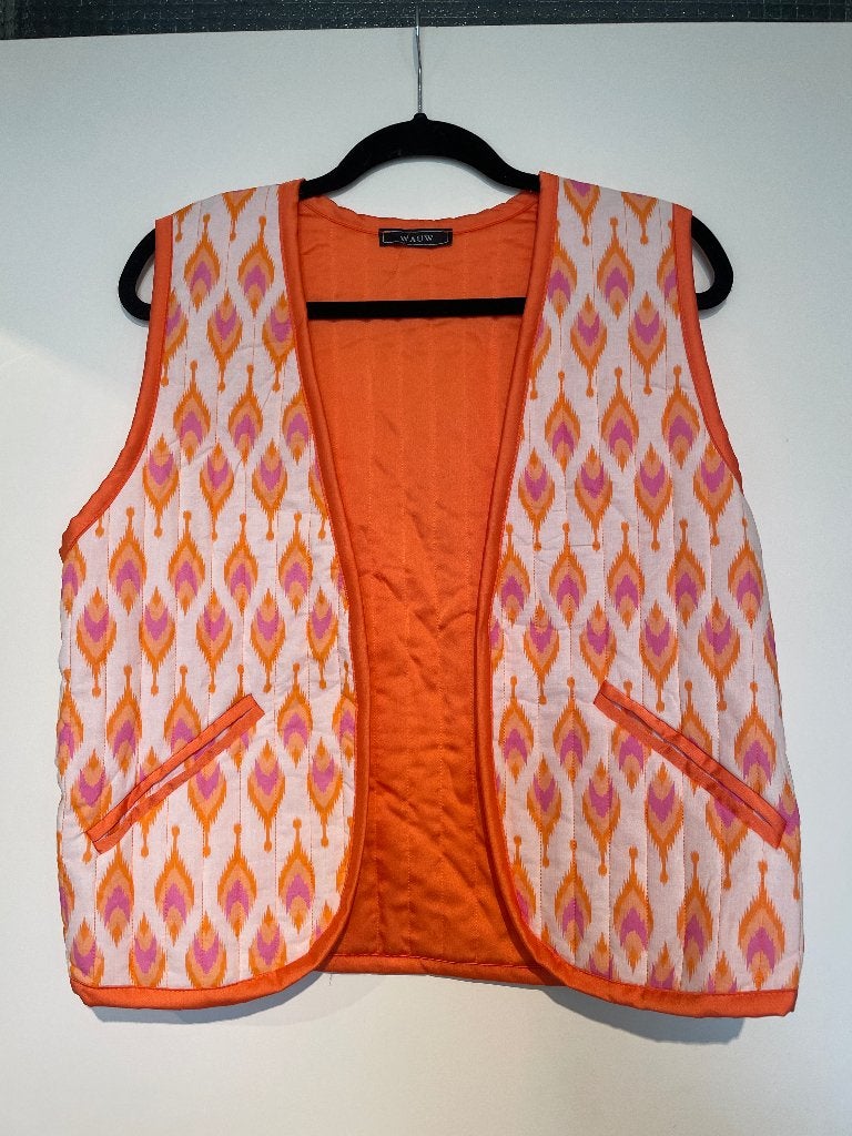 dames oranje roze gilet bodywarmer jack jasje mt M, Maat 38/40 (M), Boetiek, Oranje, Ophalen of Verzenden