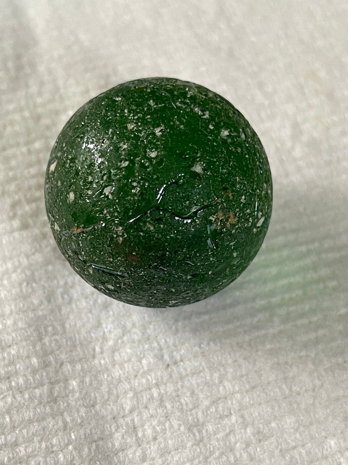 Antieke grote groene glazen Knikker 3,5 cm., Antiek en Kunst, Ophalen of Verzenden
