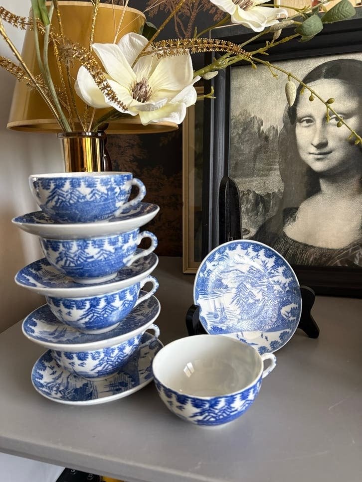 VintageSet van 5 theekopjes met schotels gemaakt in Japan, Ophalen of Verzenden
