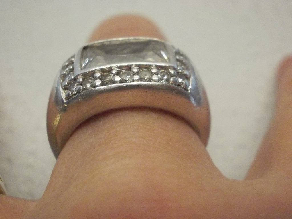 zilveren Ti Sento ring met grote steen nr.089, Verzenden, Zo goed als nieuw, 17 tot 18, Dame