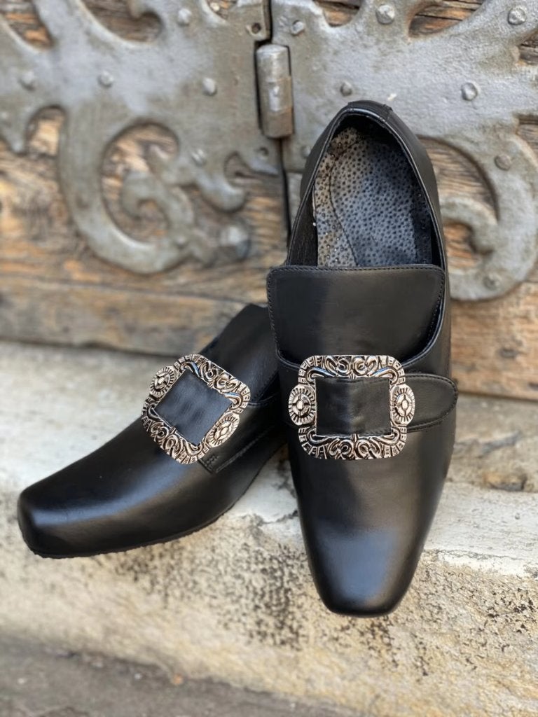 Zwarte heren renaissance schoenen (mannen middeleeuwse larp), Verzenden, Nieuw, Zwart, Loafers