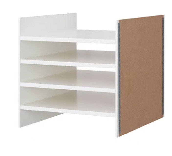 2x IKEA Kallax inzet met 4 planken wit 33x33cm, Ophalen, Zo goed als nieuw