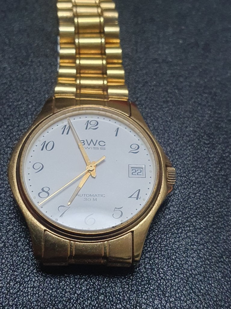 Vitage heren horloge BWC jaren 80 model Rolex DAY-Date, Ophalen of Verzenden, Goud