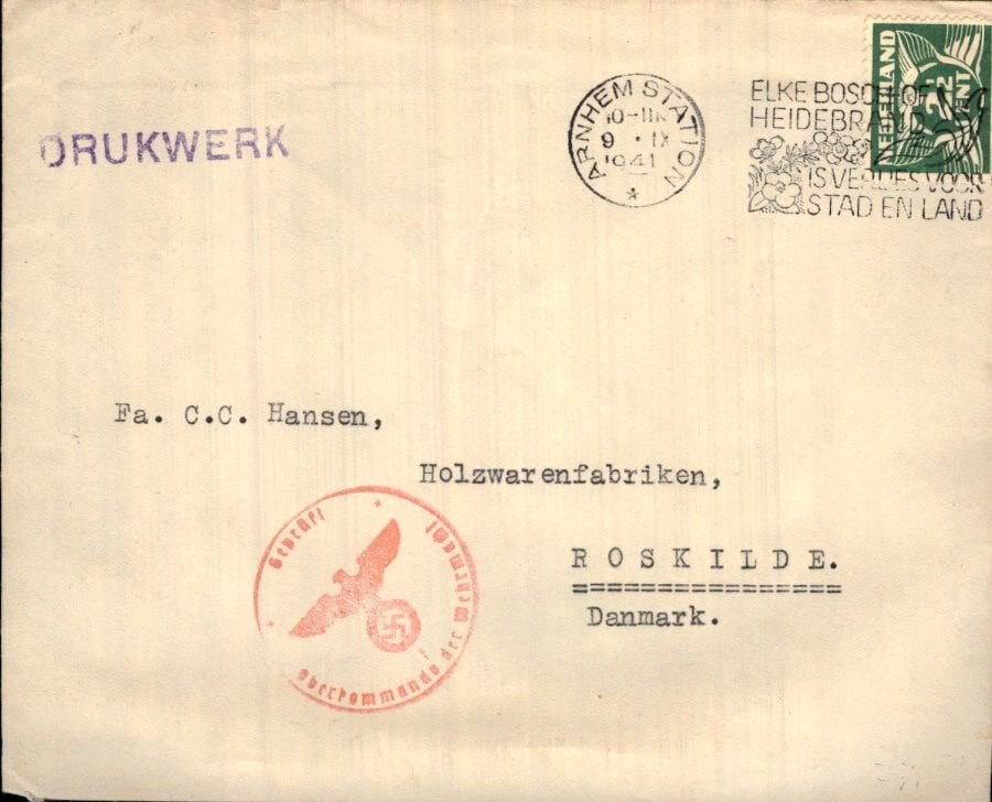 Arnhem - Stempels Derde Rijk - Denemarken - 1941, Verzenden, Envelop