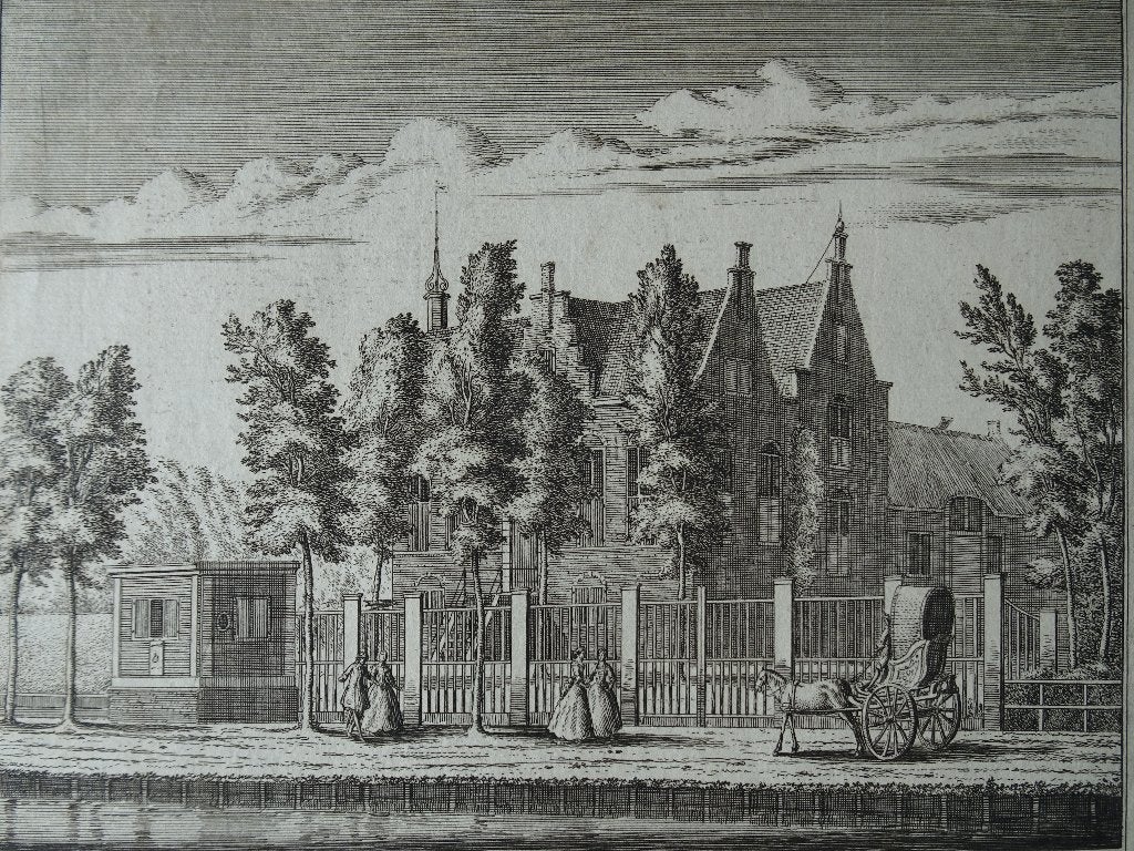 Gravure huis De Haring, bij Loenersloot, A. Rademaker 1730, Antiek en Kunst, Verzenden, Gravure, Origineel, Landschap
