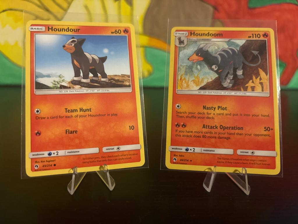 Lost Thunder - Pokémon Kaarten: Houndour en Houndoom, Ophalen of Verzenden, Gebruikt, Meerdere kaarten