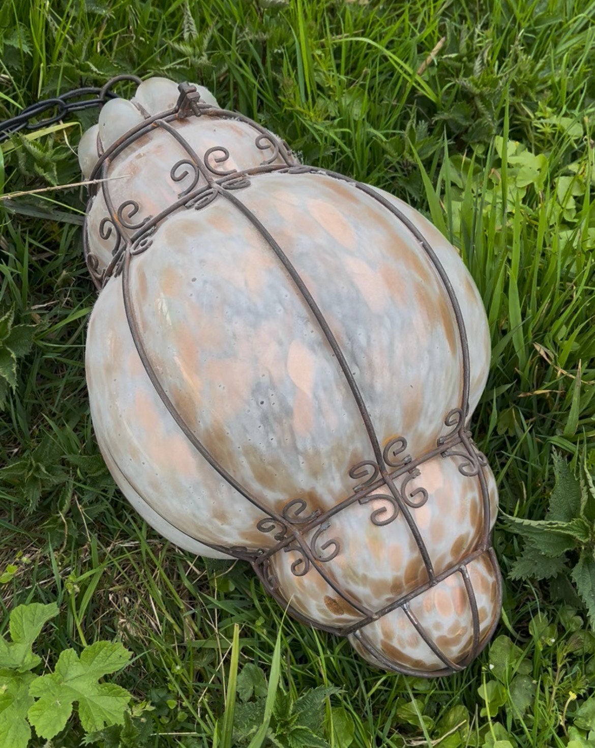 Vintage Venetiaanse hanglamp – mondgeblazen Murano-glas, Ophalen of Verzenden