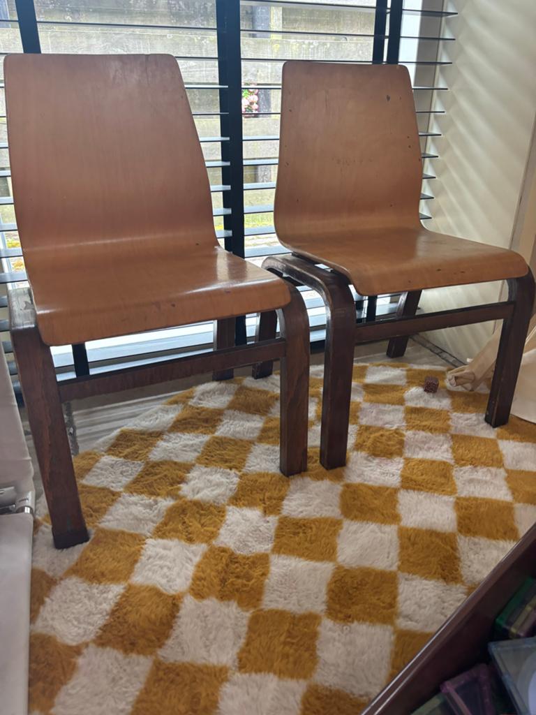 2 Vintage schoolstoeltjes voor kinderen, Ophalen, Gebruikt, Stoel(en)