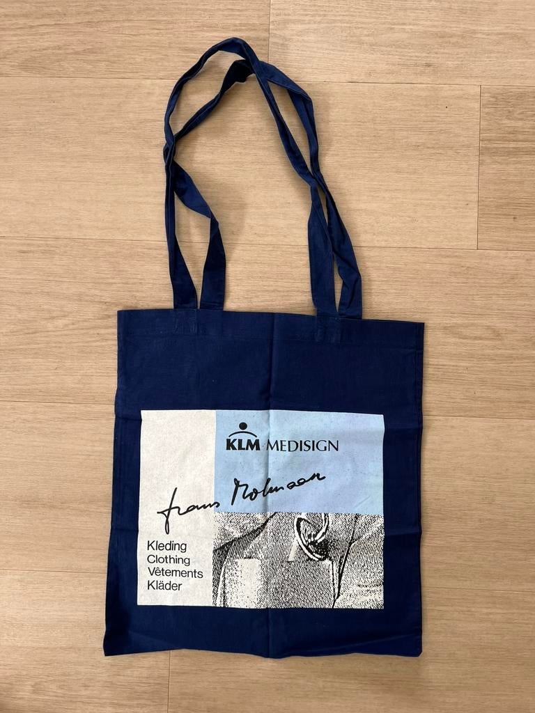 Nieuw: katoenen draagtasje Frans Molenaar / KLM kleding, Ophalen of Verzenden, Nieuw, Blauw, Overige typen