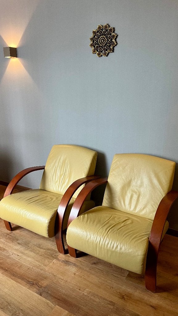 Twee leren stoelen van Montel, Huis en Inrichting, Ophalen, Twee