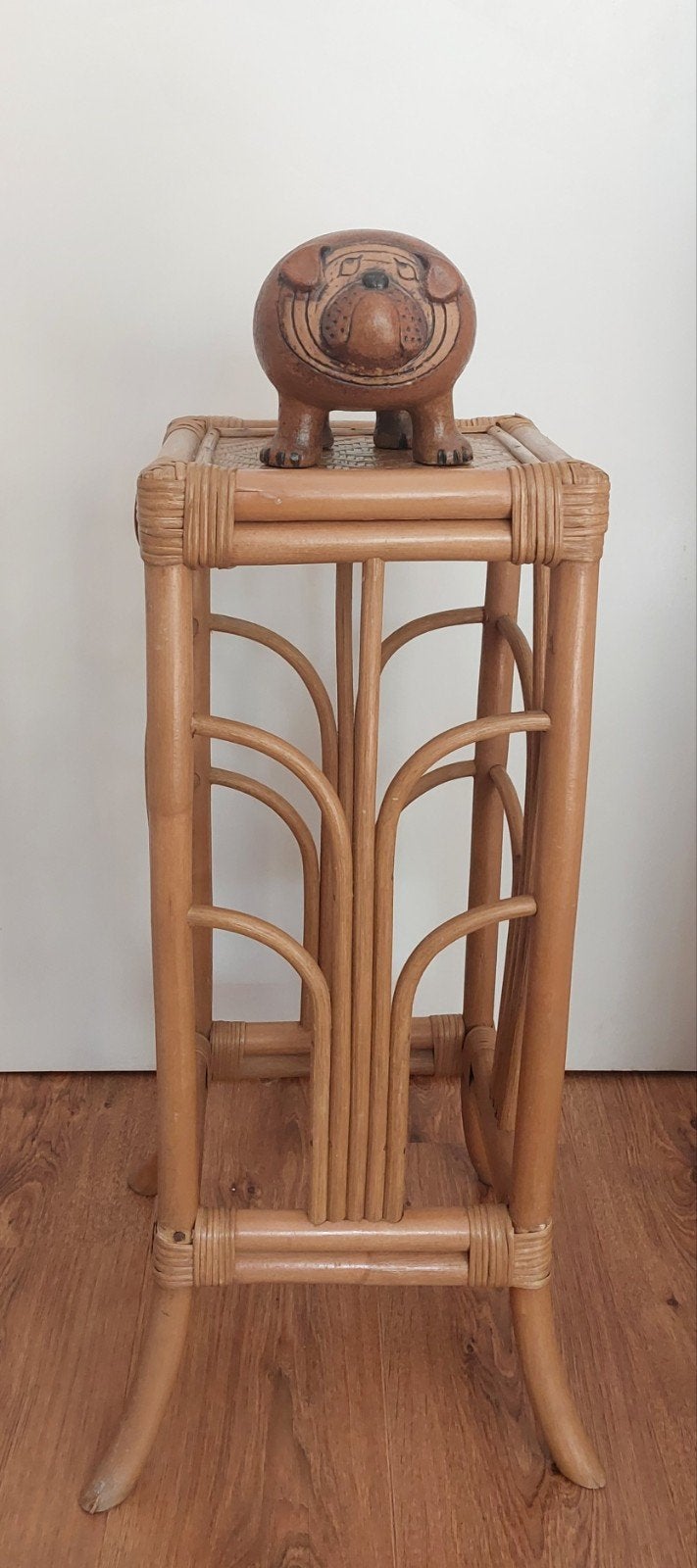 Vintage rotan kruk, Huis en Inrichting, Krukjes, Ophalen, Gebruikt, Hout