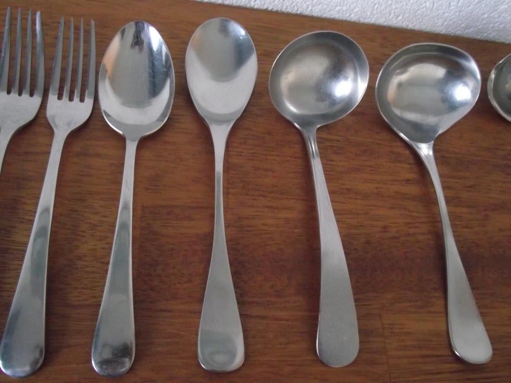 vintage Hollands Glad bestek 7 vork 4 opschep /sauslepel p s, Ophalen of Verzenden